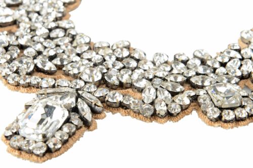 Pre-owned Valentino Garavani Women's Floral Crystal Collar Statement Necklace In Silver