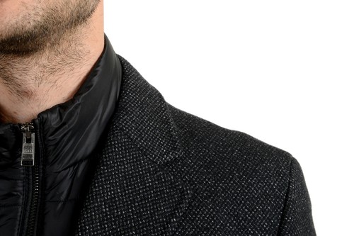 Pre-owned Hugo Boss "nadim4" Men's Wool Slim Three Button Coat With Detachable Inner In Gray