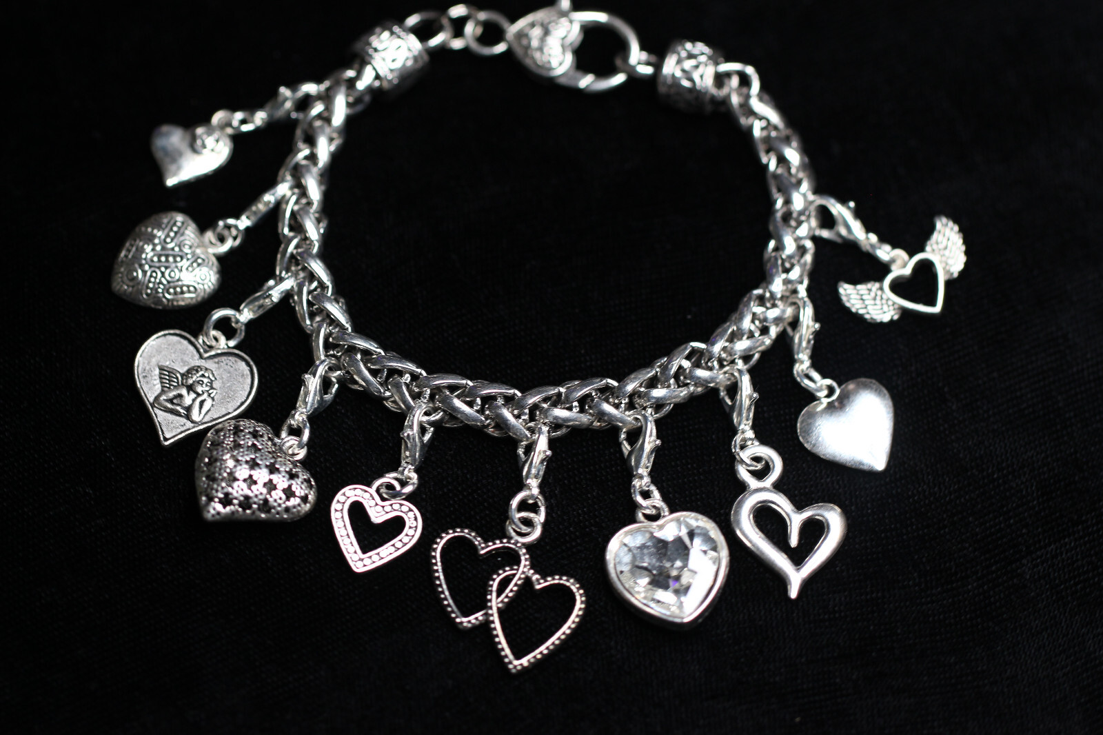Heart Charm Bracelet Silver Pewter Charms 8