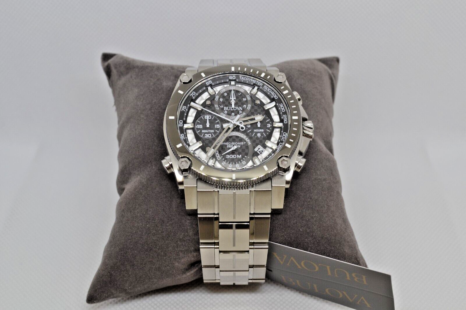 Pre-owned Bulova Precisionist Chronograph Stainless Steel Quartz Men's Watch 98b405 /