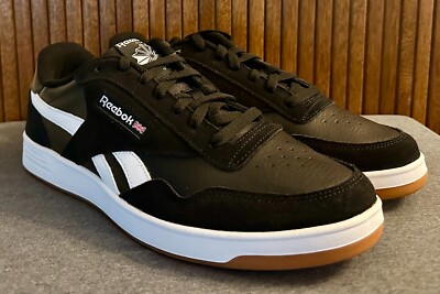 REEBOK Club MEMT Shoes - Black White Gum Leather Memory Tech FV3191 - Men's 12