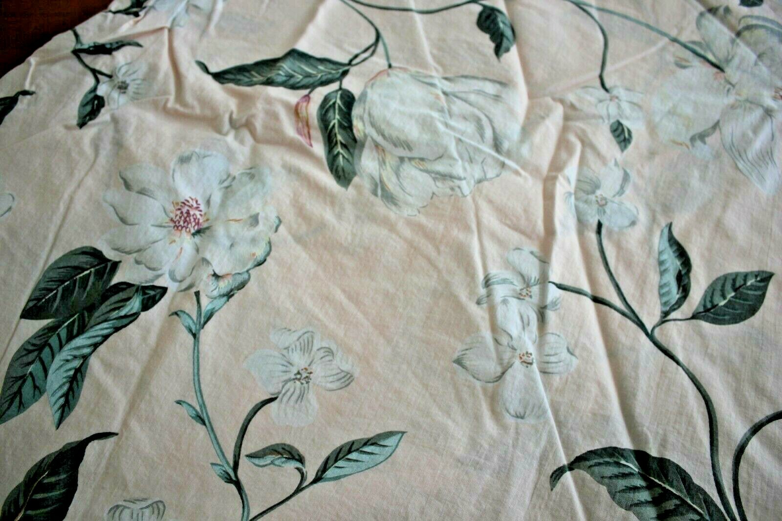 Vintage Blush Pink With Dogwood Design Cotton Tablecloth 64