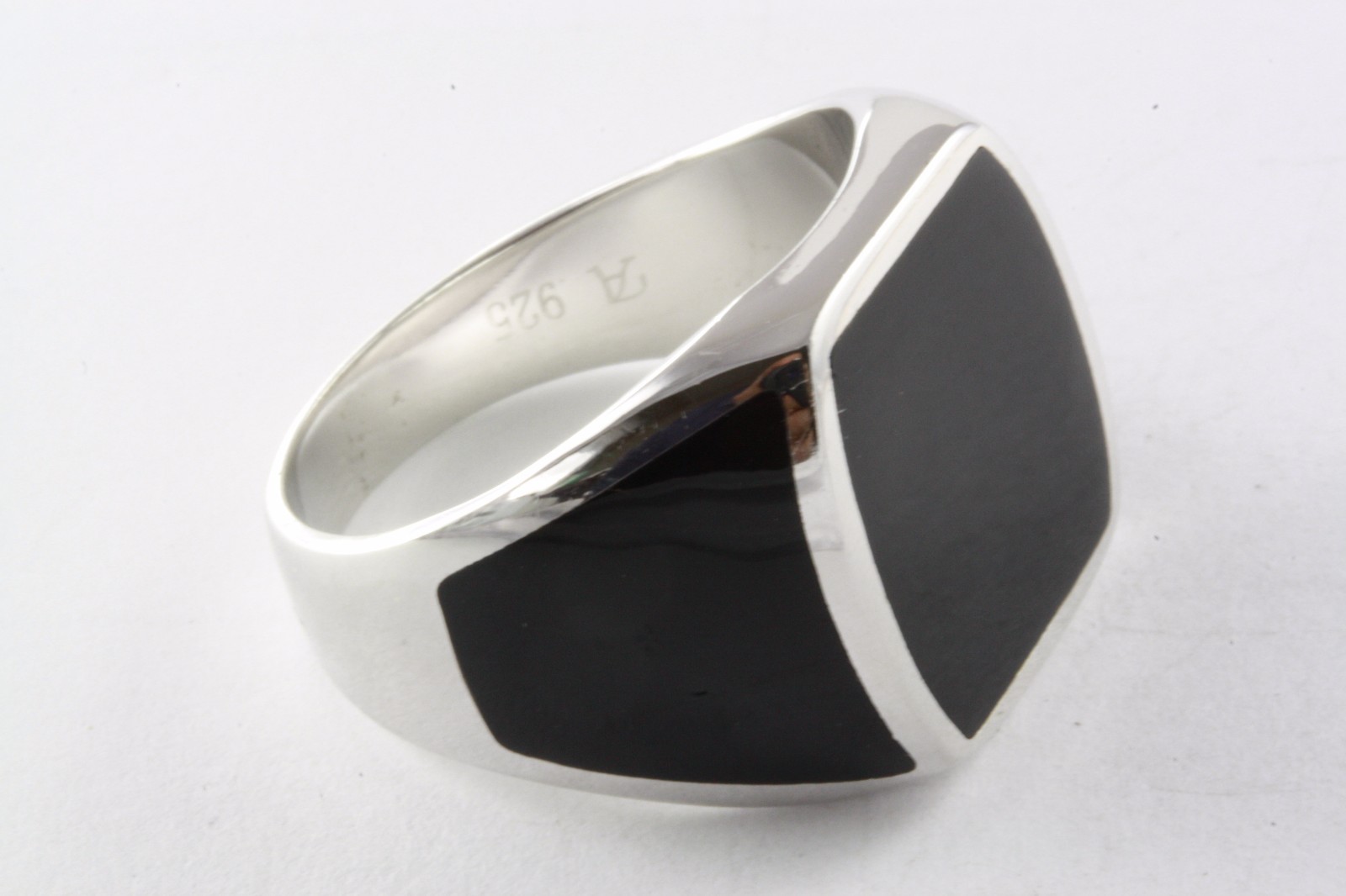 BLACK SIGN リング　silver925 15号 KsrModa Genuine Black Onyx Stone Mens Silver Ring 925