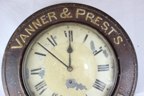 Antique AFTER BAIRD BUC ADVERTISING WALL CLOCK VANNER & PREST'S MOLLISCORIUM