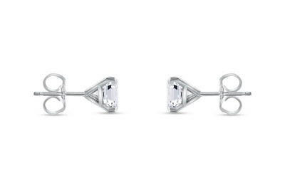 Pre-owned Shine Brite With A Diamond 2 Ct Princess Cut Earrings Studs Real Solid 14k White Gold Push Back Martini In White/colorless