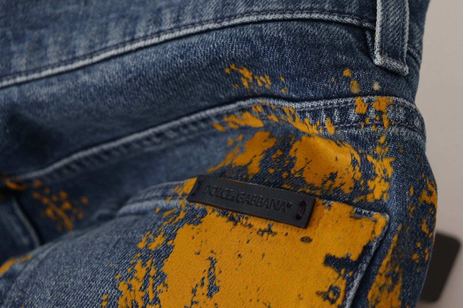 Pre-owned Dolce & Gabbana Jeans Blue Yellow Dye Cotton Skinny Men Denim It52/ W38/xl $1300