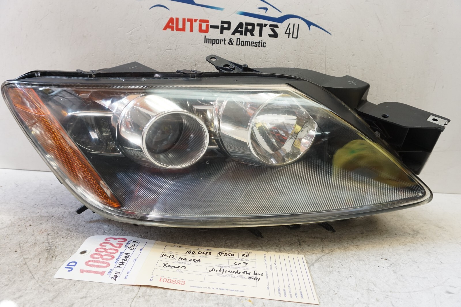 dirty inside 2010-2012 MAZDA CX7 CX-7 RIGHT XENON HEADLIGHT
