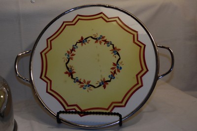 modernism blue cake stand bauhaus industrial design CERAMIC WEIMAR REPUBLIC tray cake plate Villeroy Boch 1920s vintage German Art Deco
