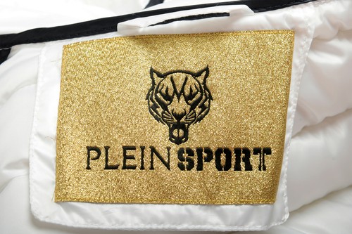 PLEIN SPORT PLEIN SPORT DAMEN WEISS MIT KAPUZE LOGO AUFDRUCK REISSVERSCHLUSS PARKAJACKE S M L