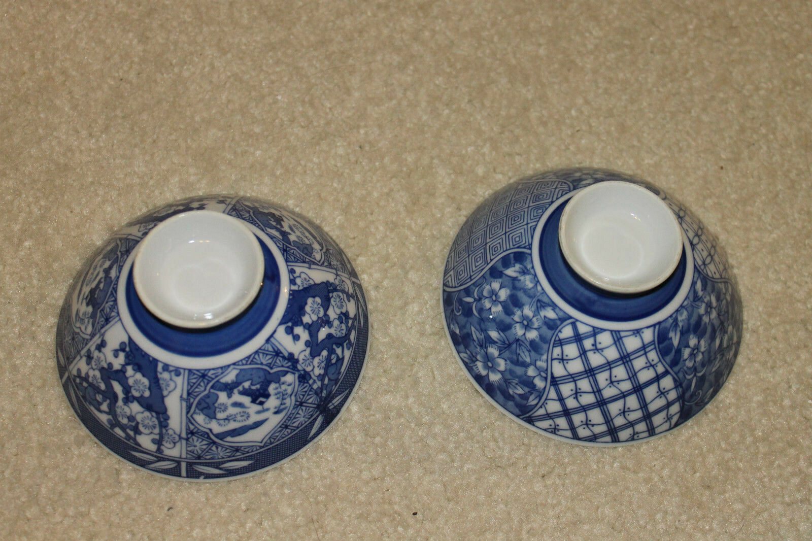 Pair of Vintage / Antique Chinese/Japanese Blue &White Porcelain bowls - 4-1/2"D