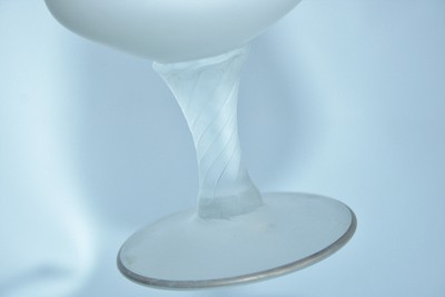 Frosted Shabby White Satin Glass Bud Vintage Vase Stem Floral Chic Gold Rim 9.5