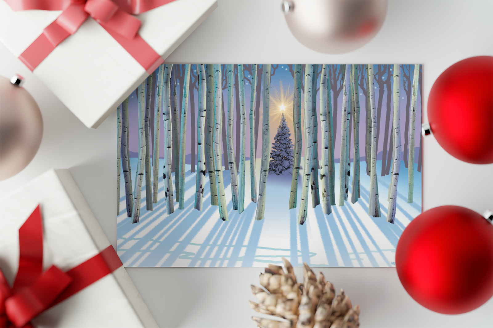 Forest Christmas Tree Card | 18 Boxed Holiday Cards & Envelopes | USA Made