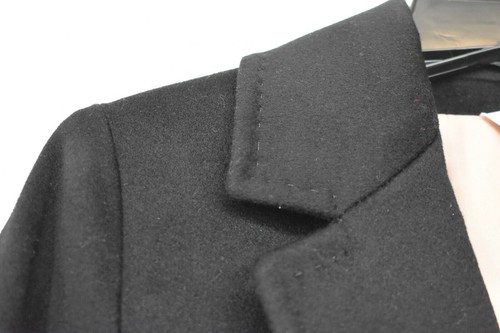 Pre-owned Fleurette Womens Notched Collar Wool Walker Coat Black Made In Usa $1248