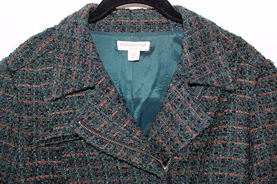 Women's COLDWATER CREEK CLASSIC Green and Brown Lined Zip Up Blazer Size 10 #62