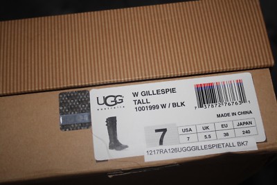 Pre-owned Ugg Gillespie Tall Black Leather 7us $351