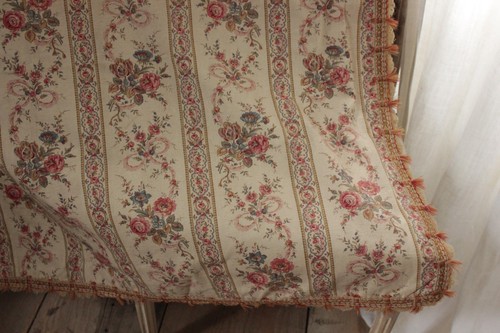 Curtain Antique French 1880 Romantic Floral and stripe drape Victorian period