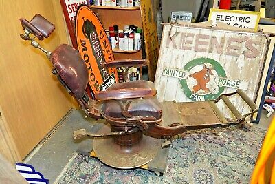 Antique rare Dental Chair cast iron.see my other Vintage porcelain neon sign OLD
