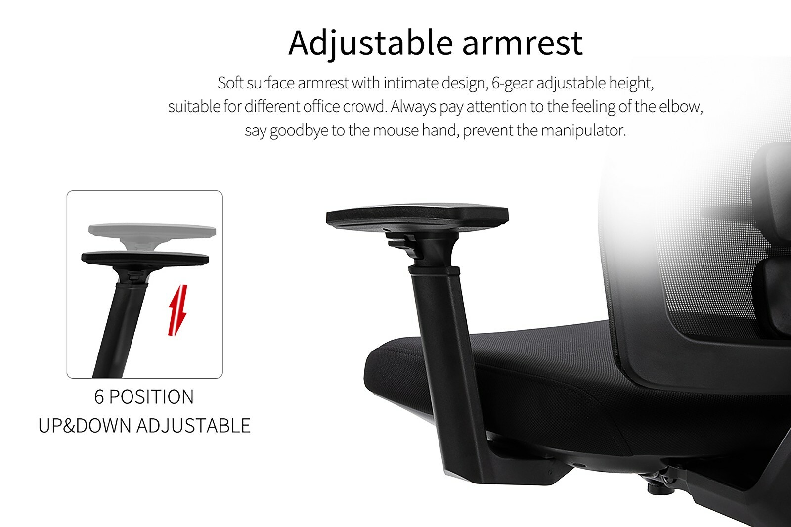 Ergonomic Office Chair Black Mesh Headrest High Back Adjustable Armrest