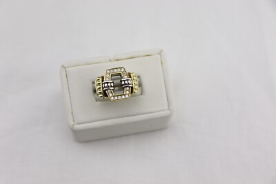 Lagos Caviar 18k Sterling Silver DIAMOND Ring Two Tone sz 7