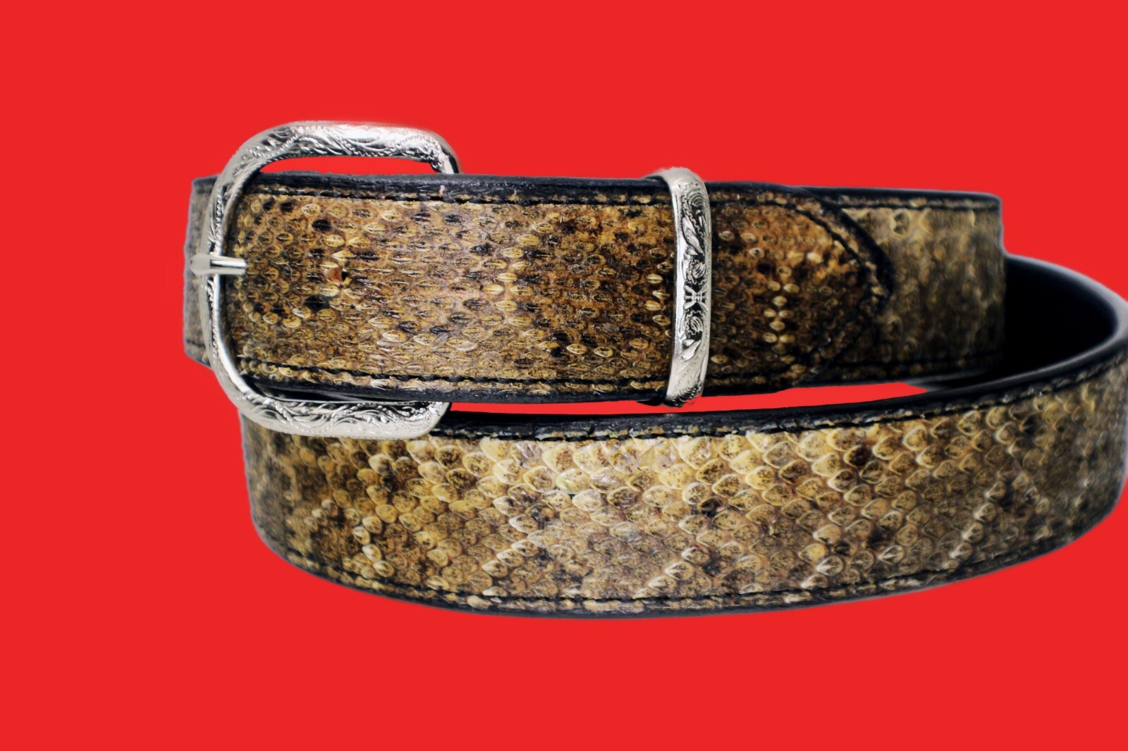 Pre-owned Handmade Mens Leather Belts Custom  Rattle Snake Belt With Silver Color Buckle