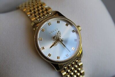 Watch Gucci G-Timeless YA1265021 29 mm Gold Ip steel Silver Dial Bee Ladies UK