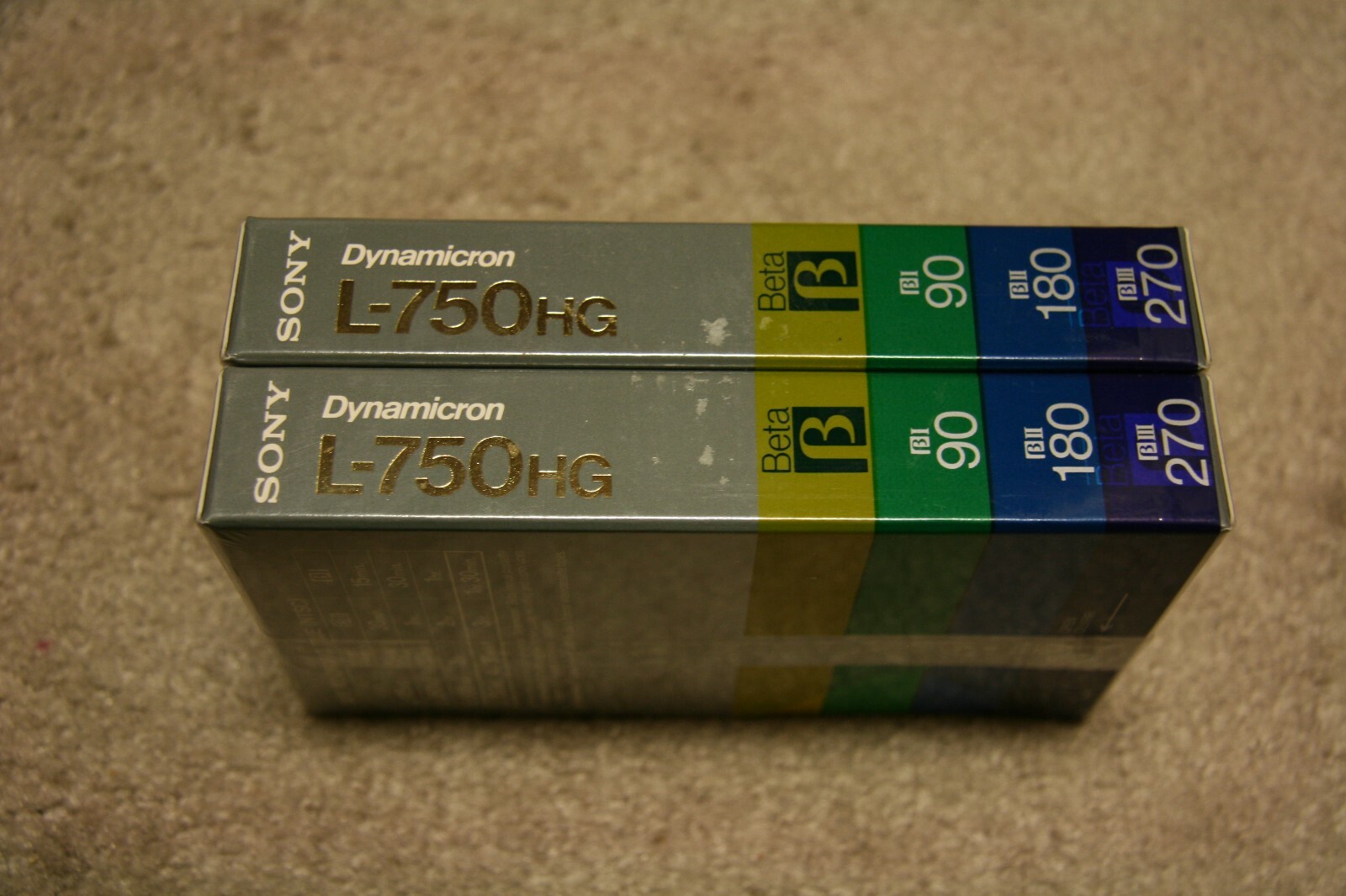 2 SONY DYNAMICRON L-750HG BETA CASSETTE TAPES NEW AND SEALED