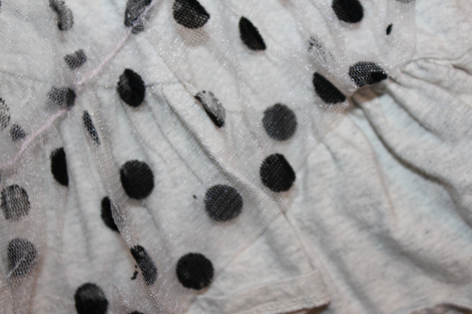 VGUC 8 PAPER WINGS boutique black dot tulle w gray underlay ASYMMETRICAL SKIRT