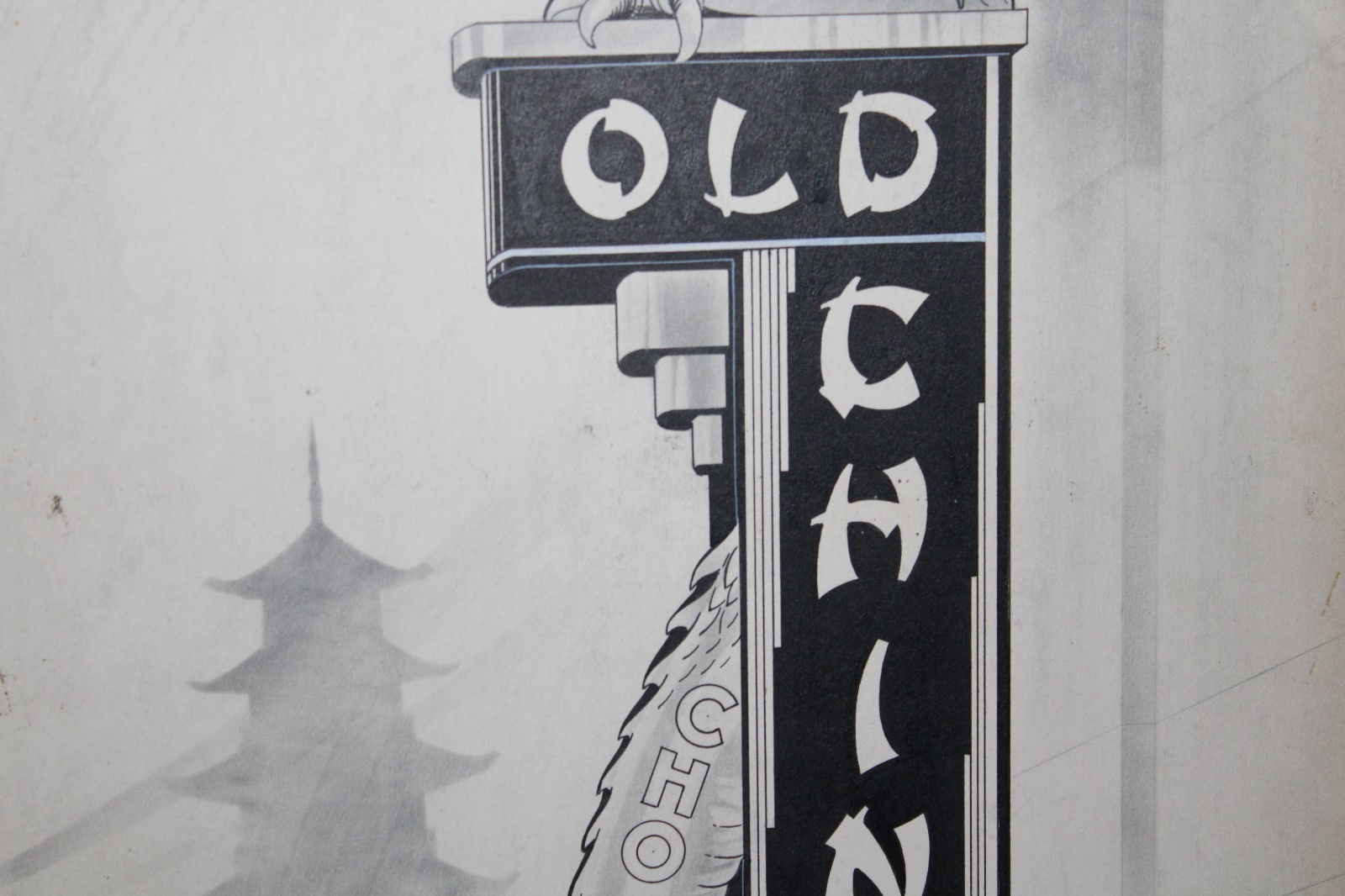 ORIGINAL 1930's OLD CHINA CHOP SUEY DRAGON PORCEALIN NEON SIGN CONCEPT ART