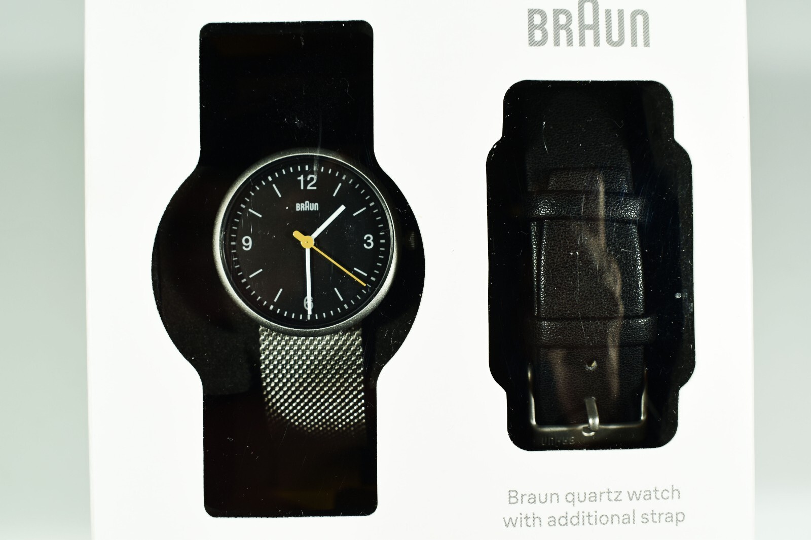 時計 BRAUN FRANCE 98 OFFICIAL BRAUN Quarzuhr ° Schwarz + Lederarmband + Metallarmband
