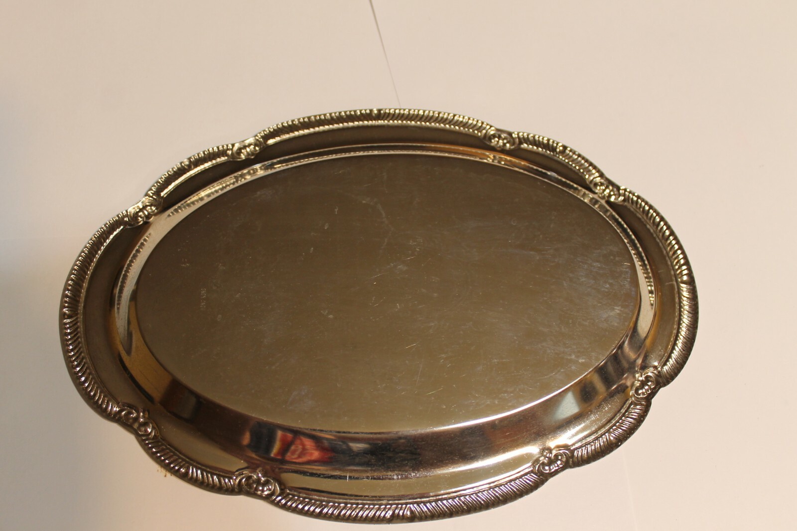 ORNATELY ETCHED SILVER PLATE / PLATTER  / TRAY HONG KONG