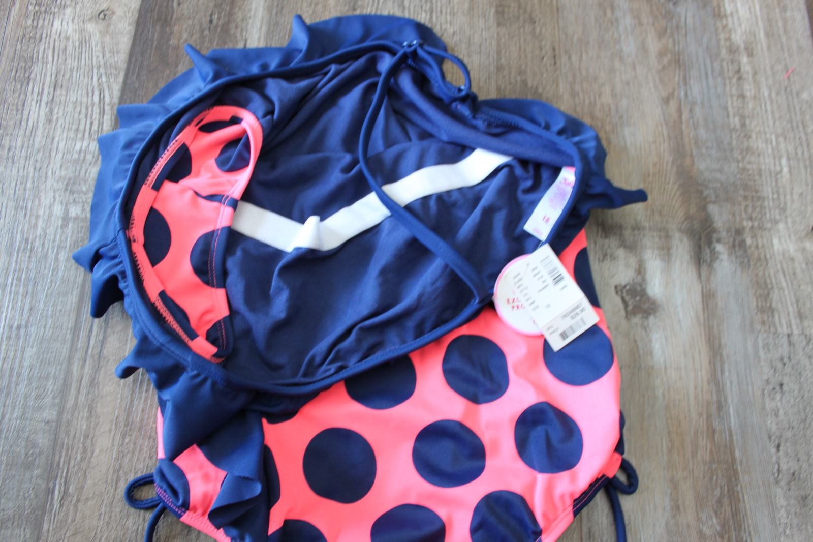 Girls Justice size 18 NWT Swimsuit Blue/Coral with Ruffle