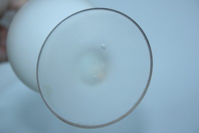 Frosted Shabby White Satin Glass Bud Vintage Vase Stem Floral Chic Gold Rim 9.5