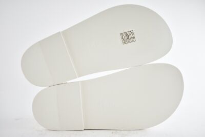 Pre-owned Chanel 22c White Black Graffiti Cc Logo Mule Slide Strap Flat Dad Sandal 36.5