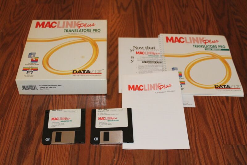 Maclink Plus Translators Pro On 3.5" Disks With Box And Manual For Macintosh