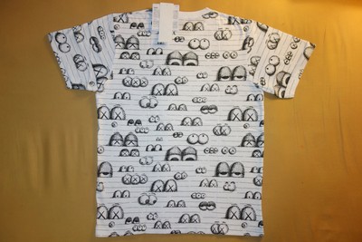 Pre-owned Uniqlo Kaws X  Ut 2016 Short Sleeve Graphic T-shirt "allover Notebook Eyes" White