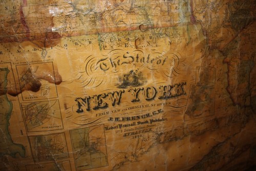 Antique 1860 New York State Canvas School Map Pre Civil War Map