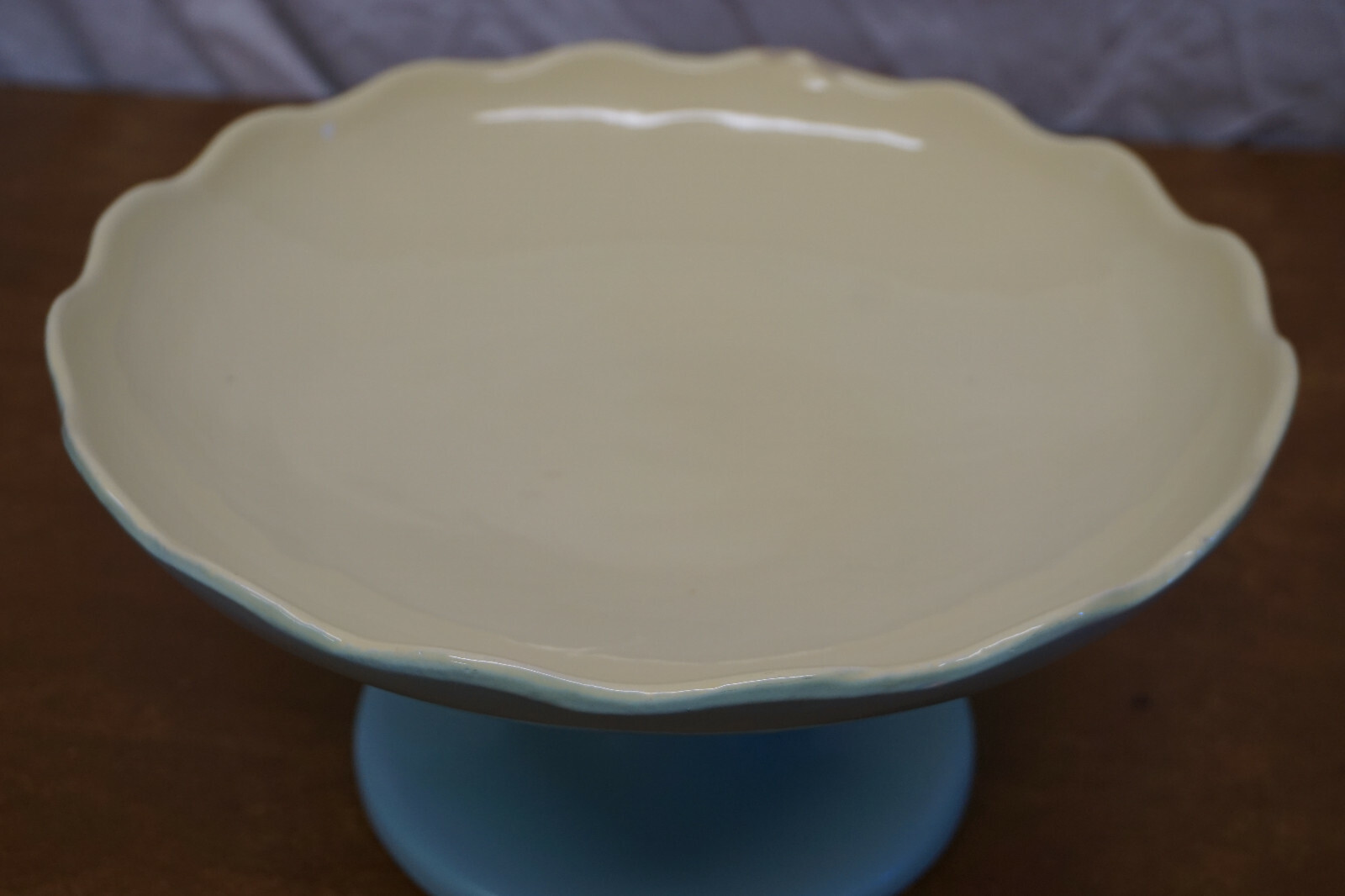 Vintage Hull Compote Fruit Bowl Centerpiece Blue/Yellow #159