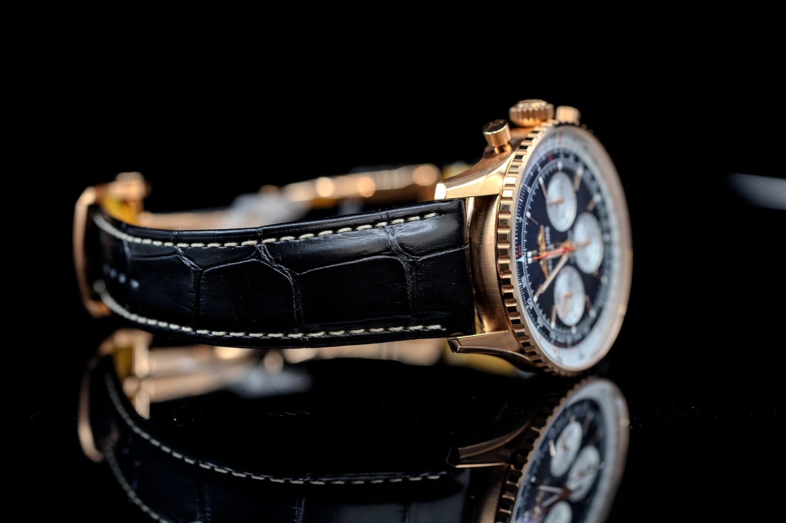 Pre-owned Breitling Navitimer B01 2024 Clean Chronograph Rose Gold Black Rb0138 43mm Watch