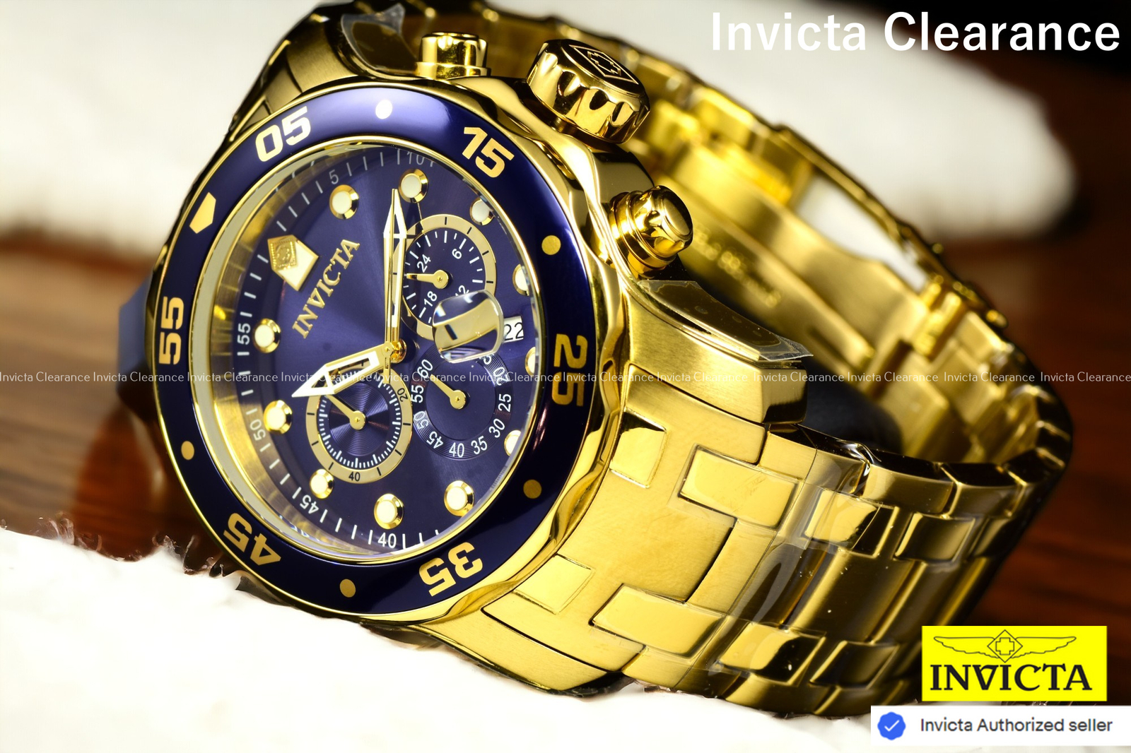 invicta ゴールド グランドダイバー クロノグラフダイバーズウォッチ 