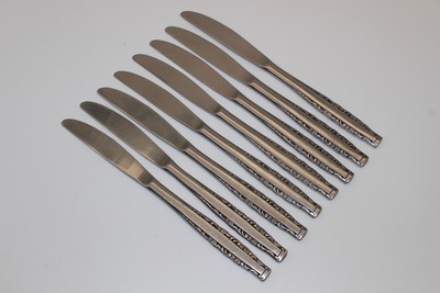 SET OF 8 ONEIDA NORTHLAND LOVE STORY STAINLESS STEEL 8-3/4'' DINNER/PLACE KNIVES