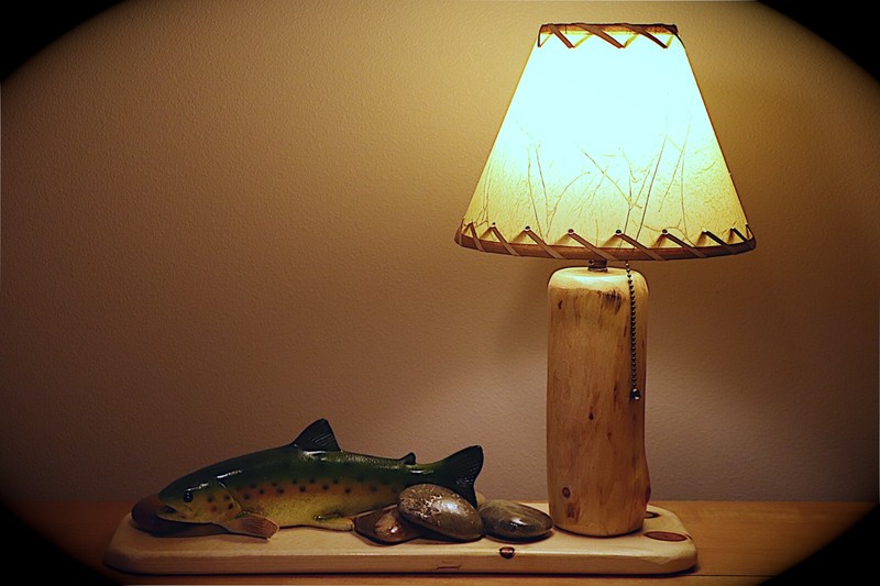 Rustic Trout Accent Lamp Lake Decor Cabin Decor Fish Decor