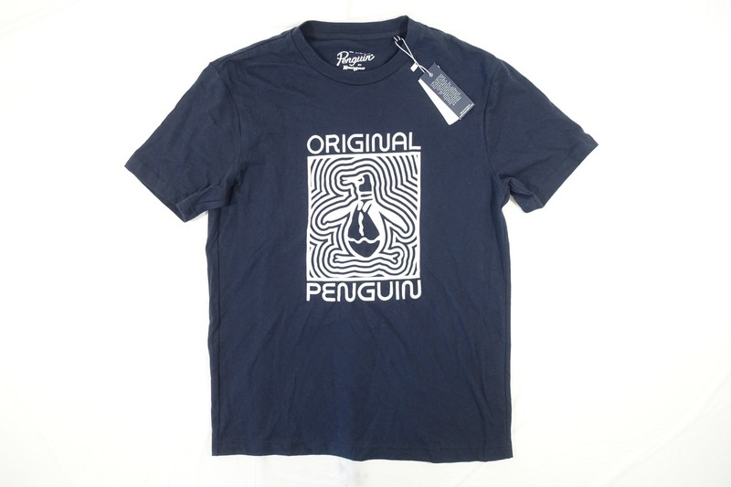 Un T-Shirt Original Penguin Bleu Saphir FoncÃ© Cadre Petit Pour Hommes Nwt Neuf