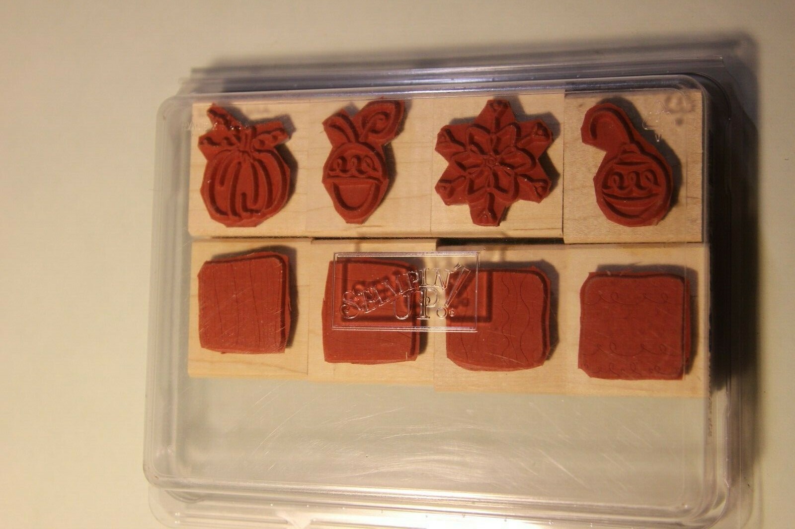 STAMPIN UP LITTLE LAYERS II RUBBER STAMPS SET OF 8 WOOD MOUNT