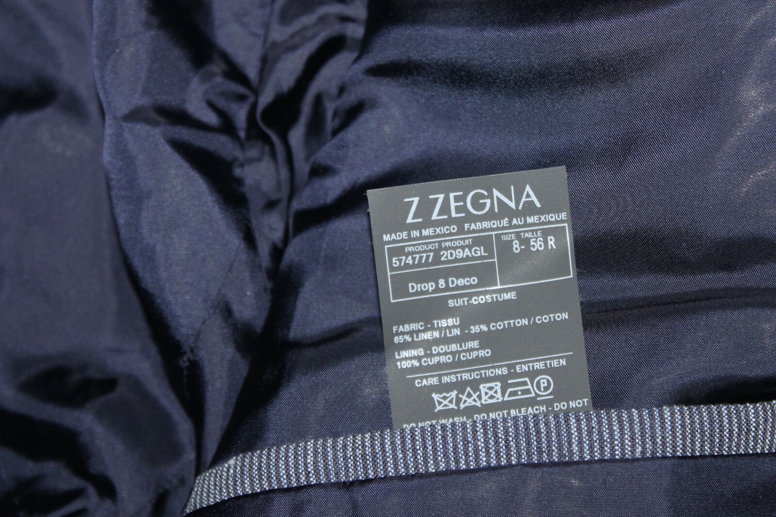 Pre-owned Z Zegna Ermenegildo Zegna Z Zegna Men's Navy D8 Seersucker Linen And Cotton Blend Sport Coat $795 In Blue