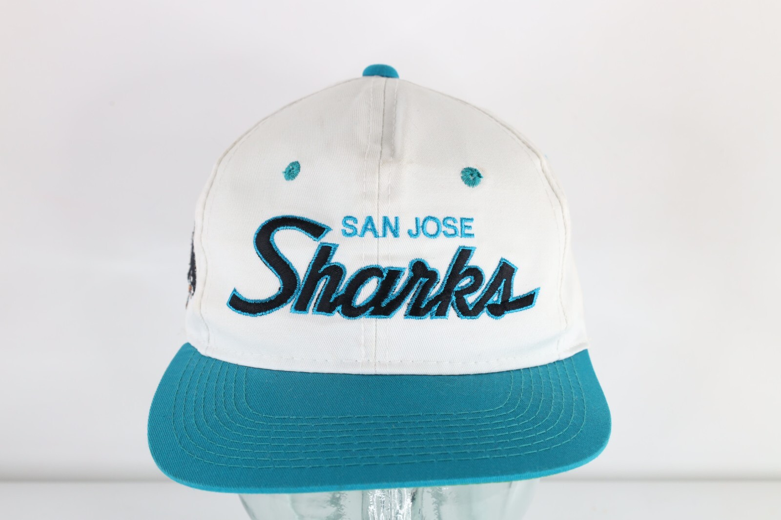 【90s】sports specialties sharks キャップ Vtg 90s Sports Specialties The Twill Script San Jose Sharks