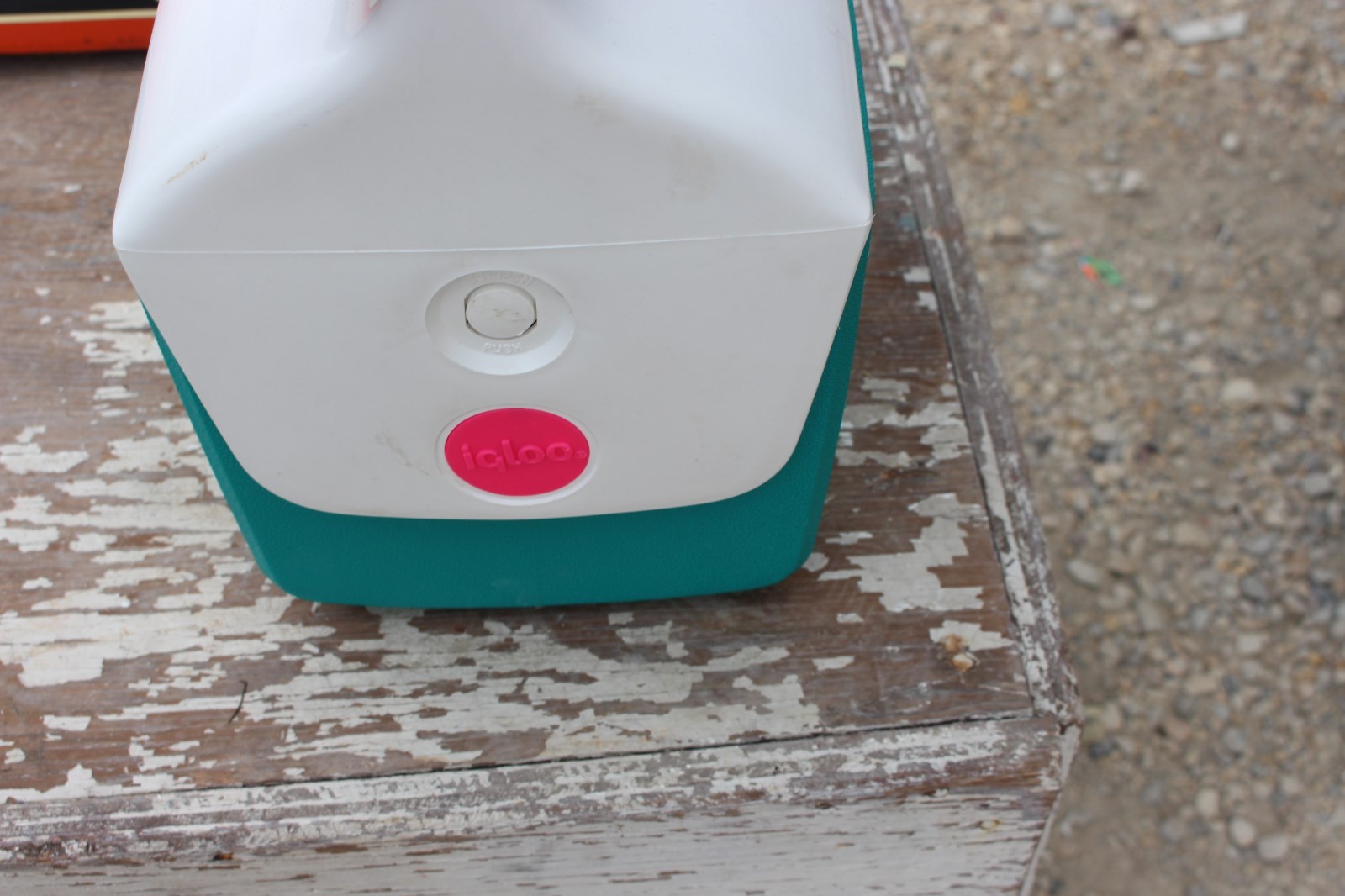 Vintage Little Playmate IGLOO Mini Cooler Push Button 90's Teal Pink Lunch Box