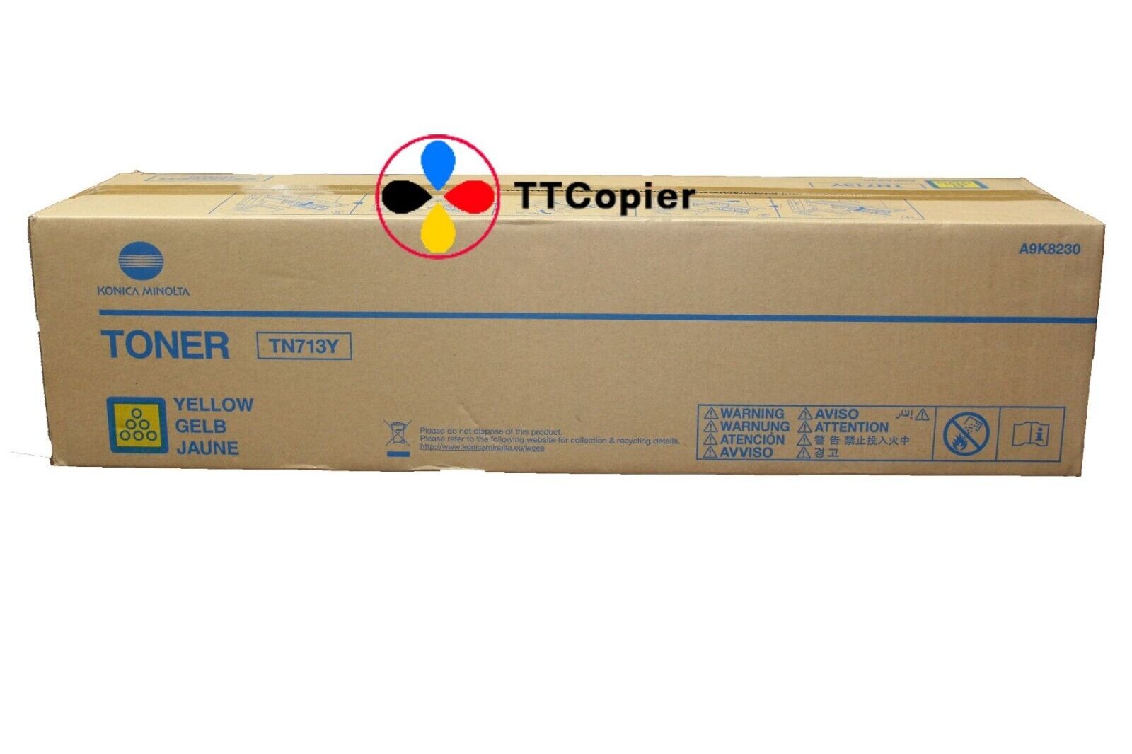 Genuine Konica Minolta A9K8230 TN713Y Yellow Toner For C759 Genuine Konica Minolta A9K8230 TN713Y Yellow Toner For C759