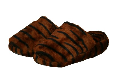 Women's Slippers Animal Print Plush Bedroom Sandals S M L XL