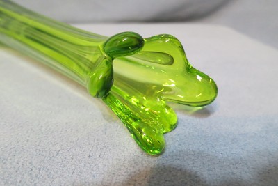 Vintage Viking Glass Epic Six 6 Sided Vase Avocado Green 17 3/8