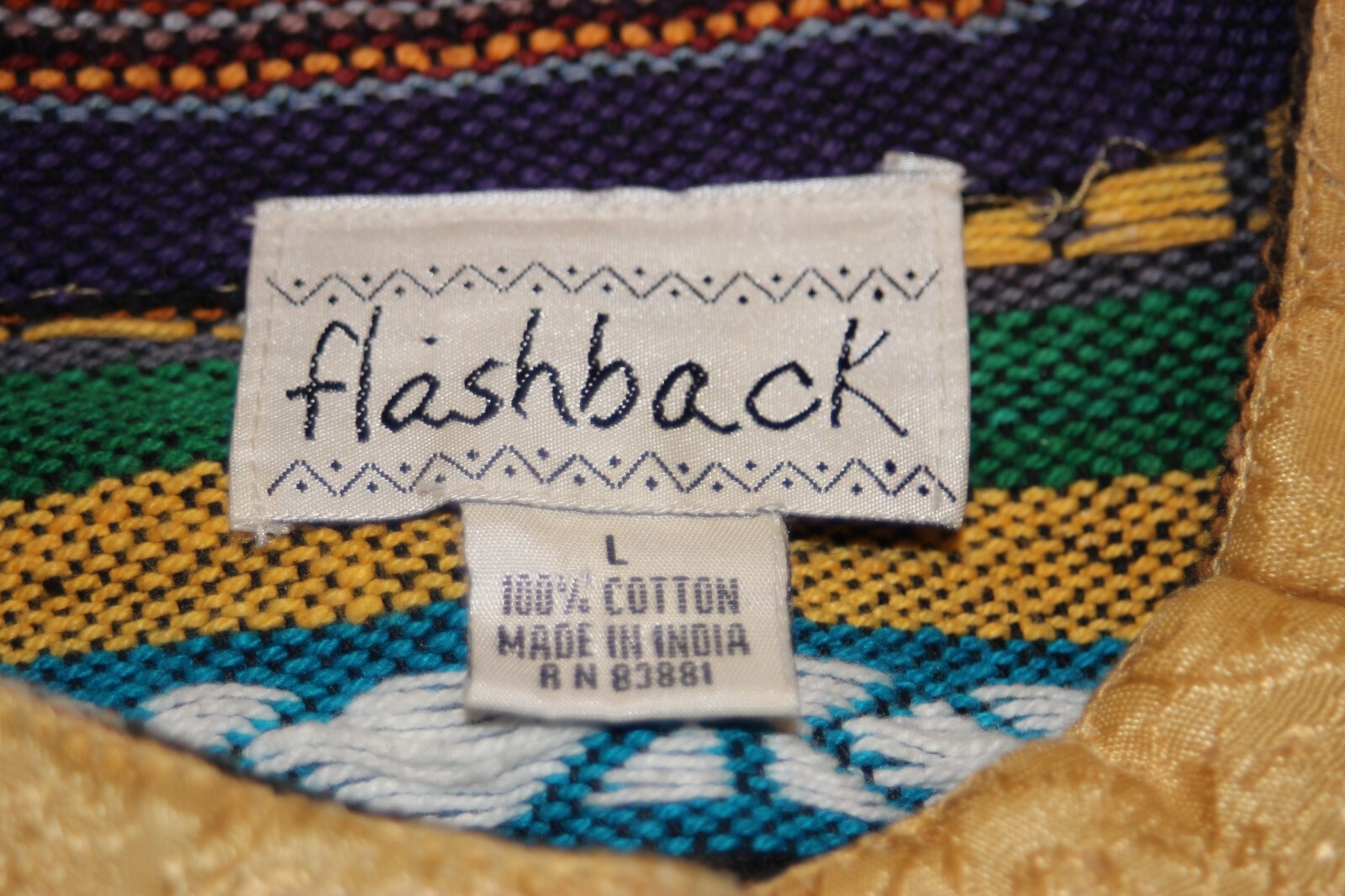 Vintage 90s Flashback Aztec Tapestry Jacket Woven Southwestern Cotton Size L